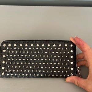 Michael Kors black studded zip wallet